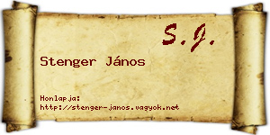 Stenger János névjegykártya